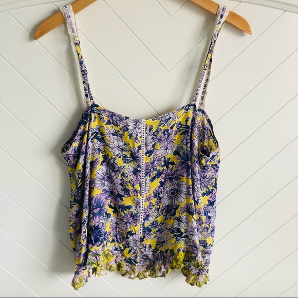 Anthropologie Floral Cami Tank Top Lace Embroidered Boho size Small - Picture 2 of 4